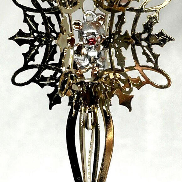 Brass Icicle Star Christmas Ornament with Pendant LOT of 4 Vintage - Picture 2 of 6